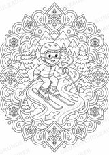 Skifahren Mandalas Ausmalbilder – Sport – 15 Malvorlagen – Materialseite 14