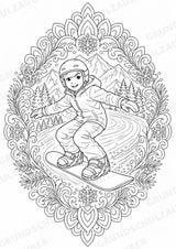 Snowboarding Mandalas Ausmalbilder – Sport – 15 Malvorlagen – Materialseite 2