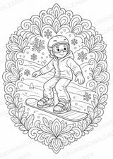Snowboarding Mandalas Ausmalbilder – Sport – 15 Malvorlagen – Materialseite 3