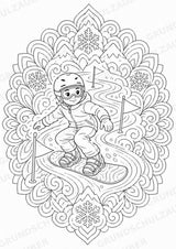 Snowboarding Mandalas Ausmalbilder – Sport – 15 Malvorlagen – Materialseite 4