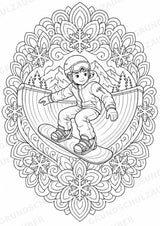 Snowboarding Mandalas Ausmalbilder – Sport – 15 Malvorlagen – Materialseite 6