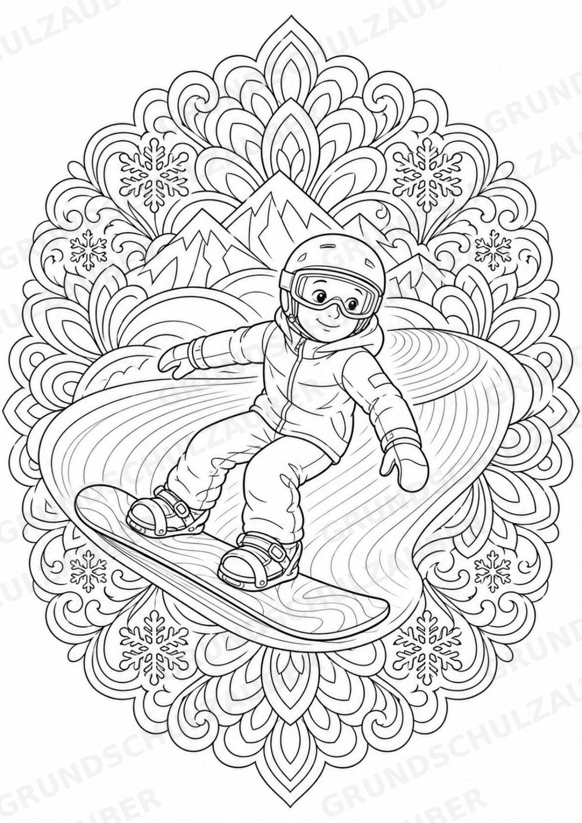 Snowboarding Mandalas Ausmalbilder – Sport – 15 Malvorlagen – Materialseite 7