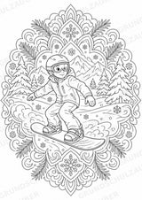 Snowboarding Mandalas Ausmalbilder – Sport – 15 Malvorlagen – Materialseite 8