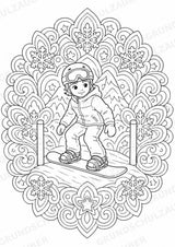 Snowboarding Mandalas Ausmalbilder – Sport – 15 Malvorlagen – Materialseite 9