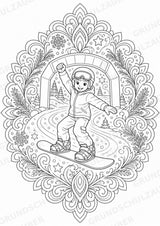 Snowboarding Mandalas Ausmalbilder – Sport – 15 Malvorlagen – Materialseite 10
