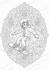 Snowboarding Mandalas Ausmalbilder – Sport – 15 Malvorlagen – Materialseite 11