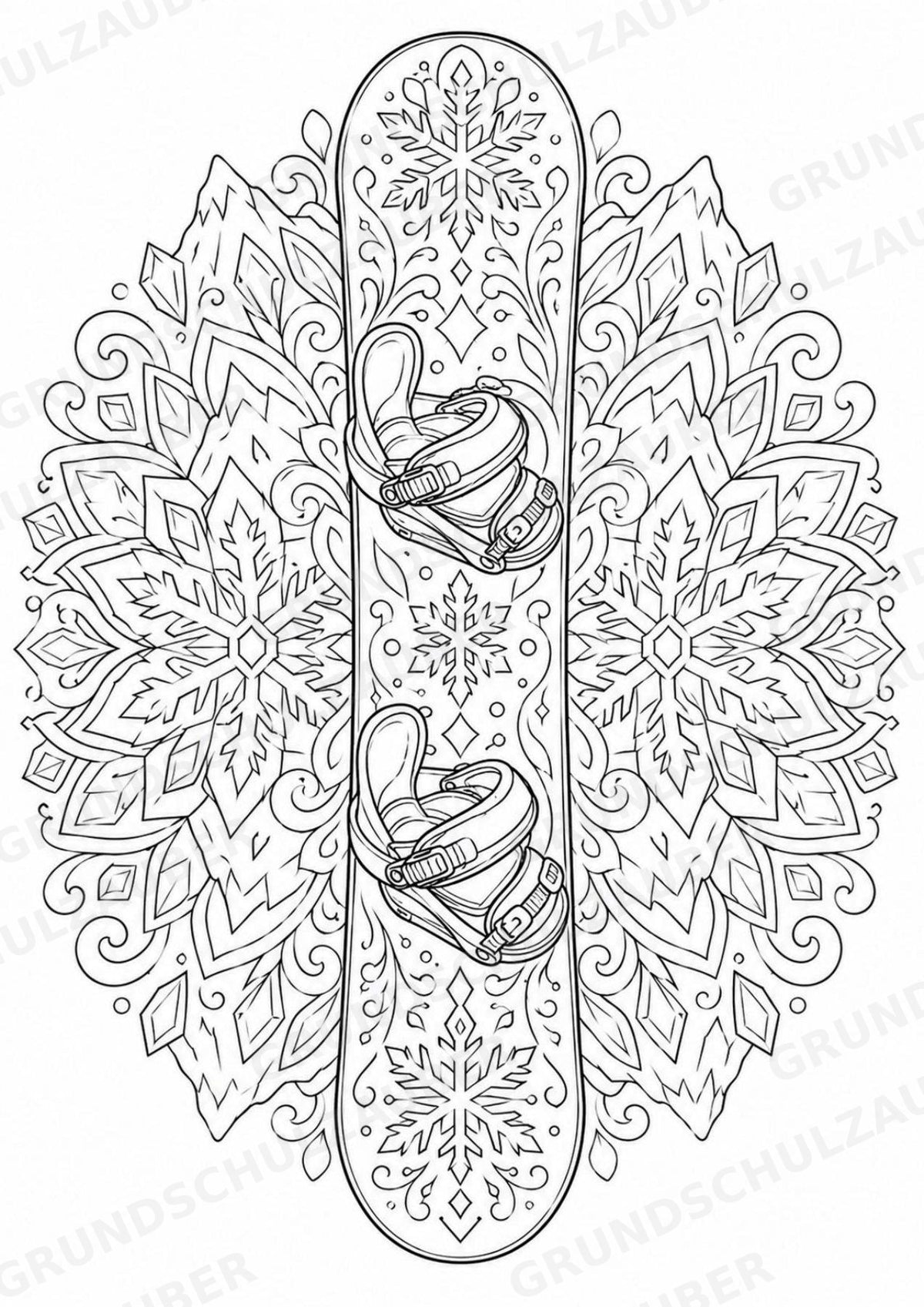Snowboarding Mandalas Ausmalbilder – Sport – 15 Malvorlagen – Materialseite 12