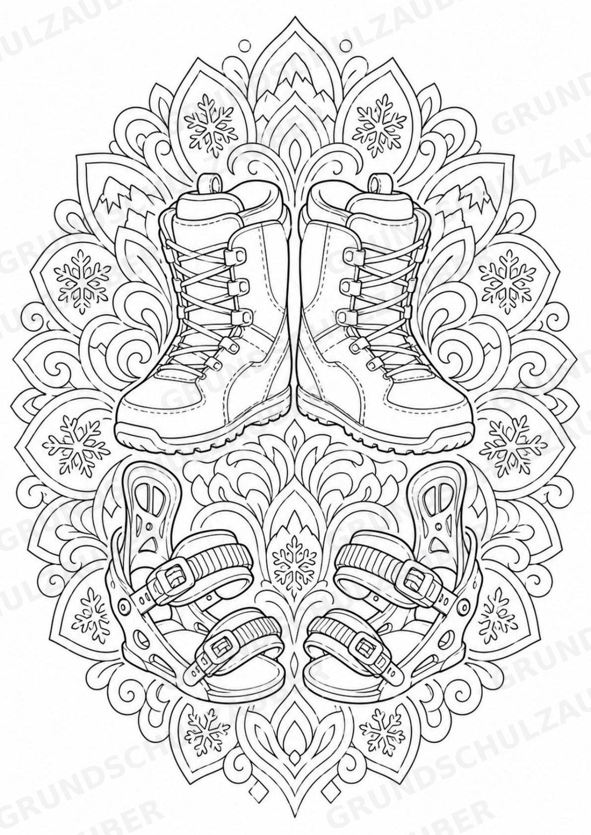 Snowboarding Mandalas Ausmalbilder – Sport – 15 Malvorlagen – Materialseite 14