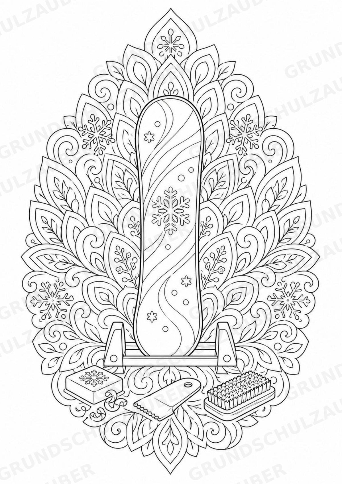 Snowboarding Mandalas Ausmalbilder – Sport – 15 Malvorlagen – Materialseite 15