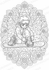 Snowboarding Mandalas Ausmalbilder – Sport – 15 Malvorlagen – Materialseite 16