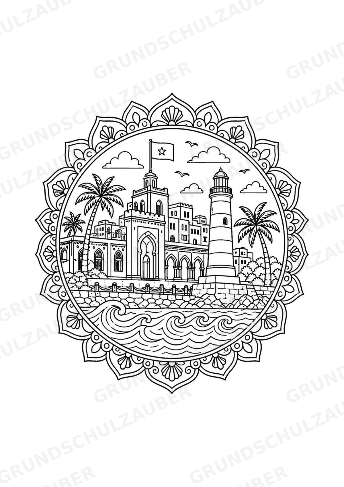 Somalia Mandalas Ausmalbilder – Länder und Kulturen – 15 Malvorlagen – Materialseite 2