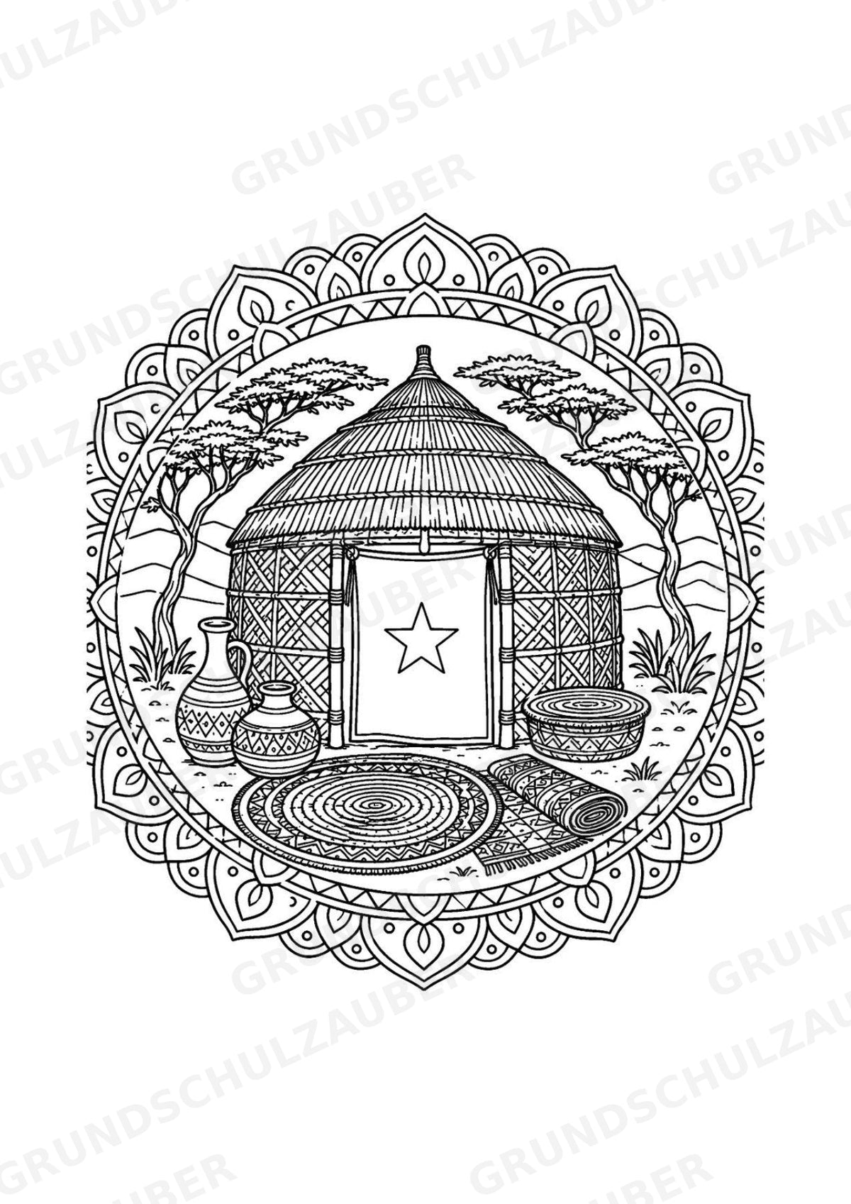 Somalia Mandalas Ausmalbilder – Länder und Kulturen – 15 Malvorlagen – Materialseite 5