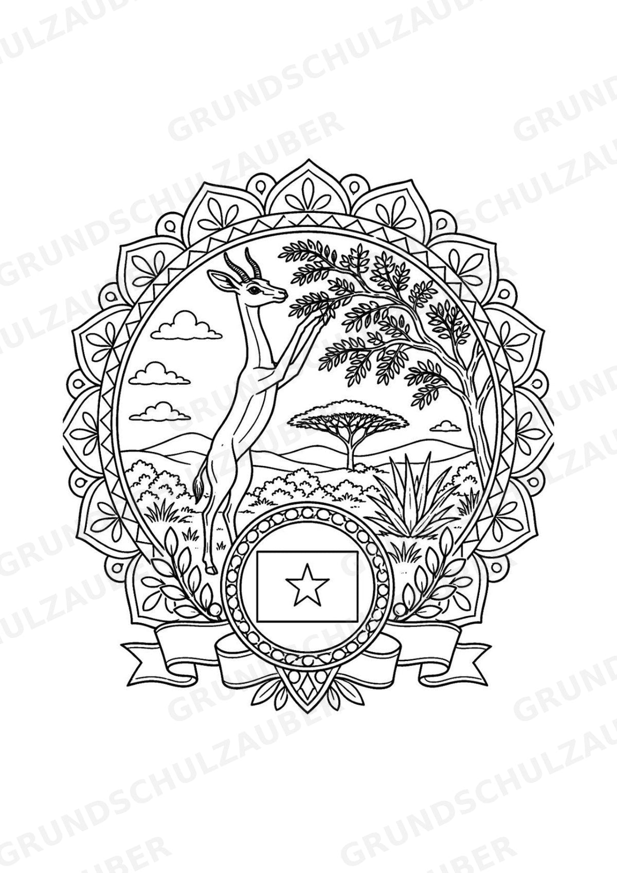 Somalia Mandalas Ausmalbilder – Länder und Kulturen – 15 Malvorlagen – Materialseite 7