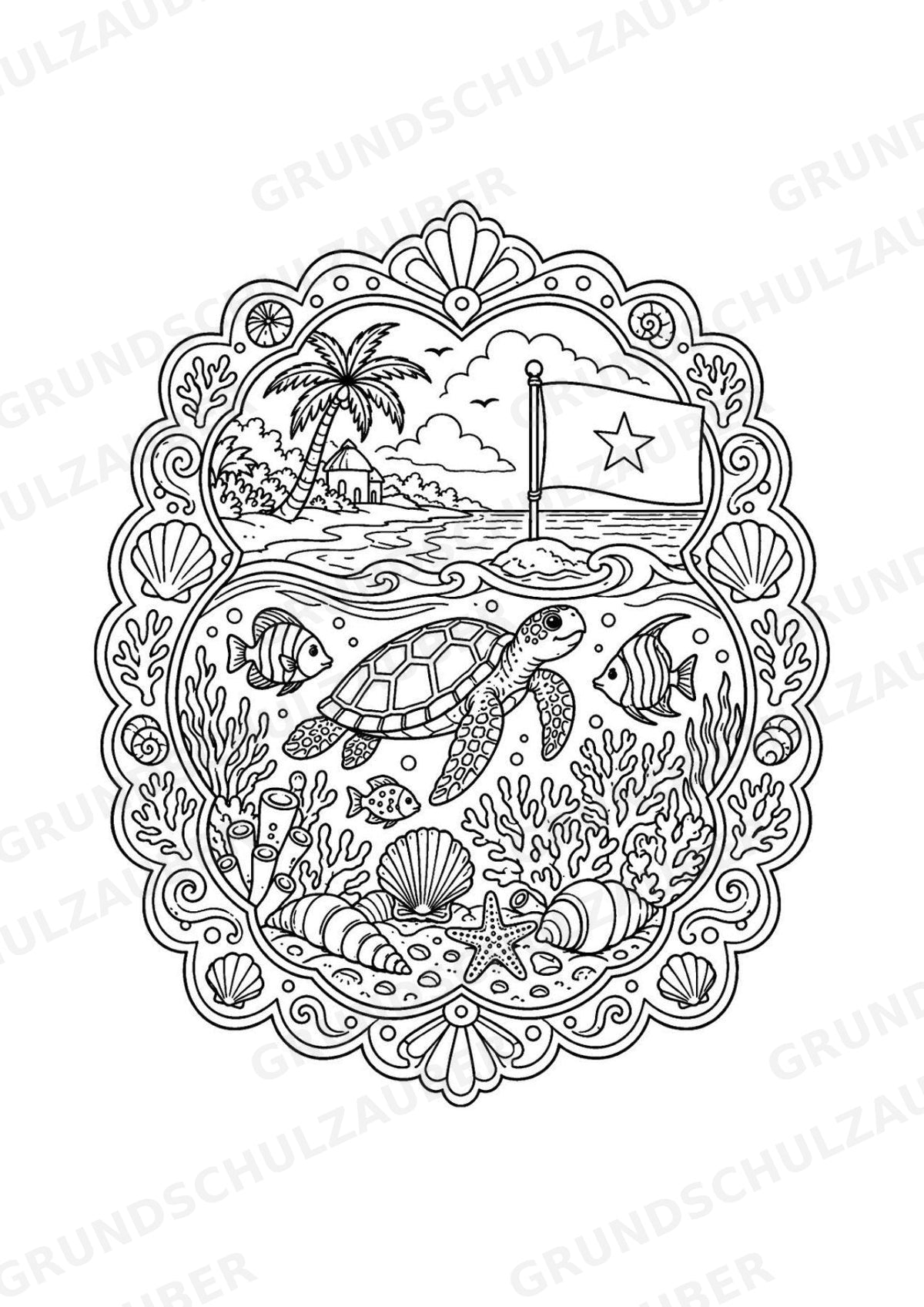 Somalia Mandalas Ausmalbilder – Länder und Kulturen – 15 Malvorlagen – Materialseite 15
