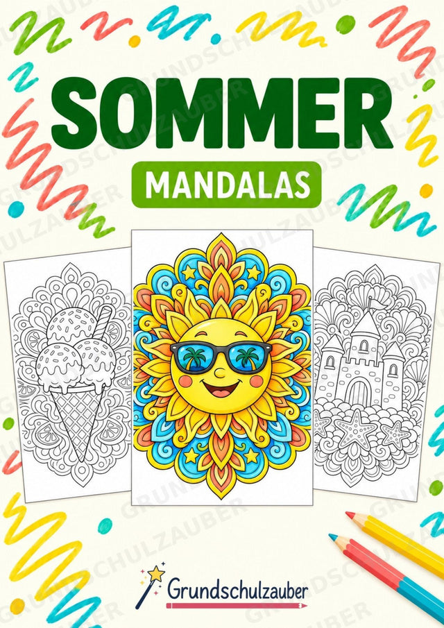 Sommer Mandalas Ausmalbilder – Wetter und Jahreszeiten – 15 Malvorlagen – Cover
