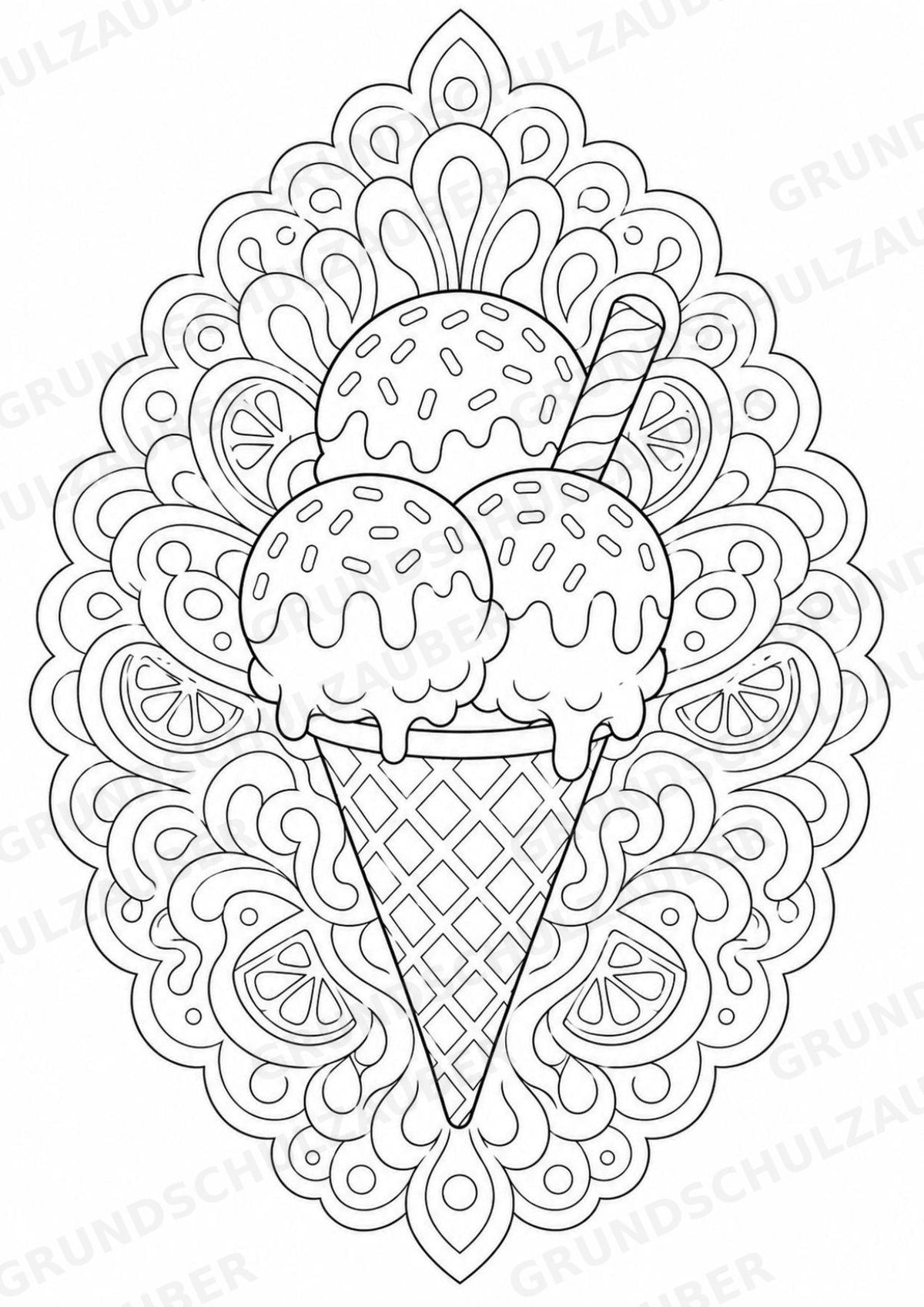 Sommer Mandalas Ausmalbilder – Wetter und Jahreszeiten – 15 Malvorlagen – Materialseite 3