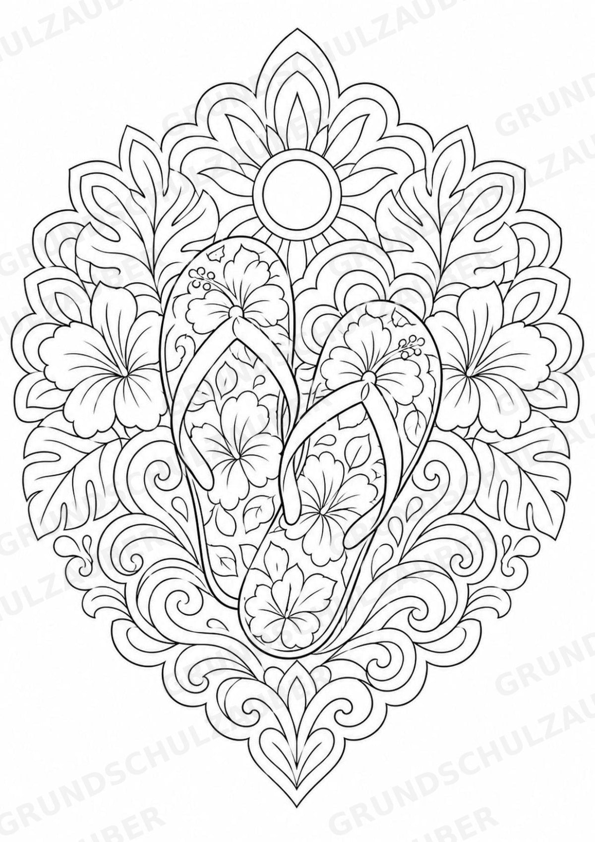 Sommer Mandalas Ausmalbilder – Wetter und Jahreszeiten – 15 Malvorlagen – Materialseite 5