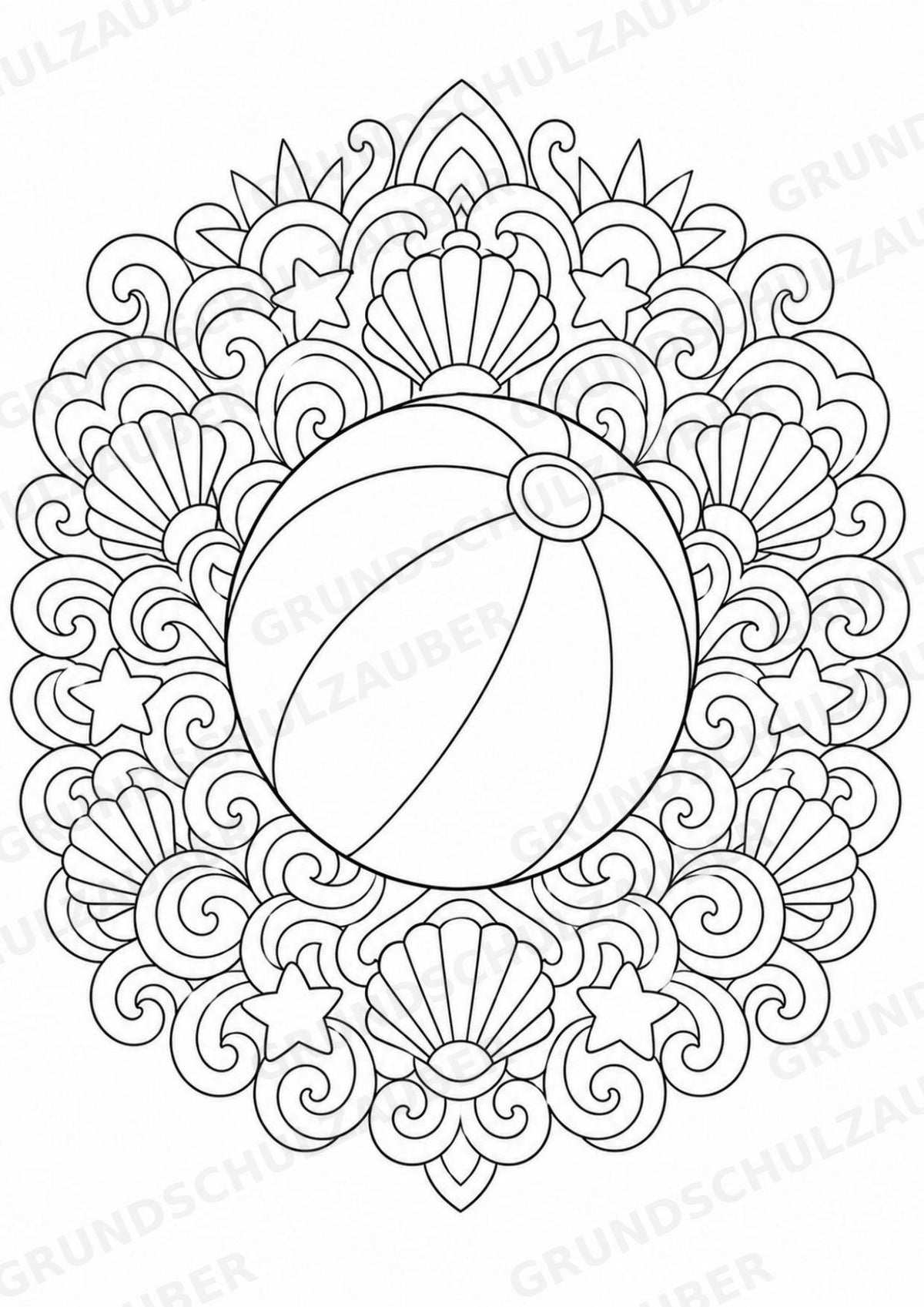 Sommer Mandalas Ausmalbilder – Wetter und Jahreszeiten – 15 Malvorlagen – Materialseite 6