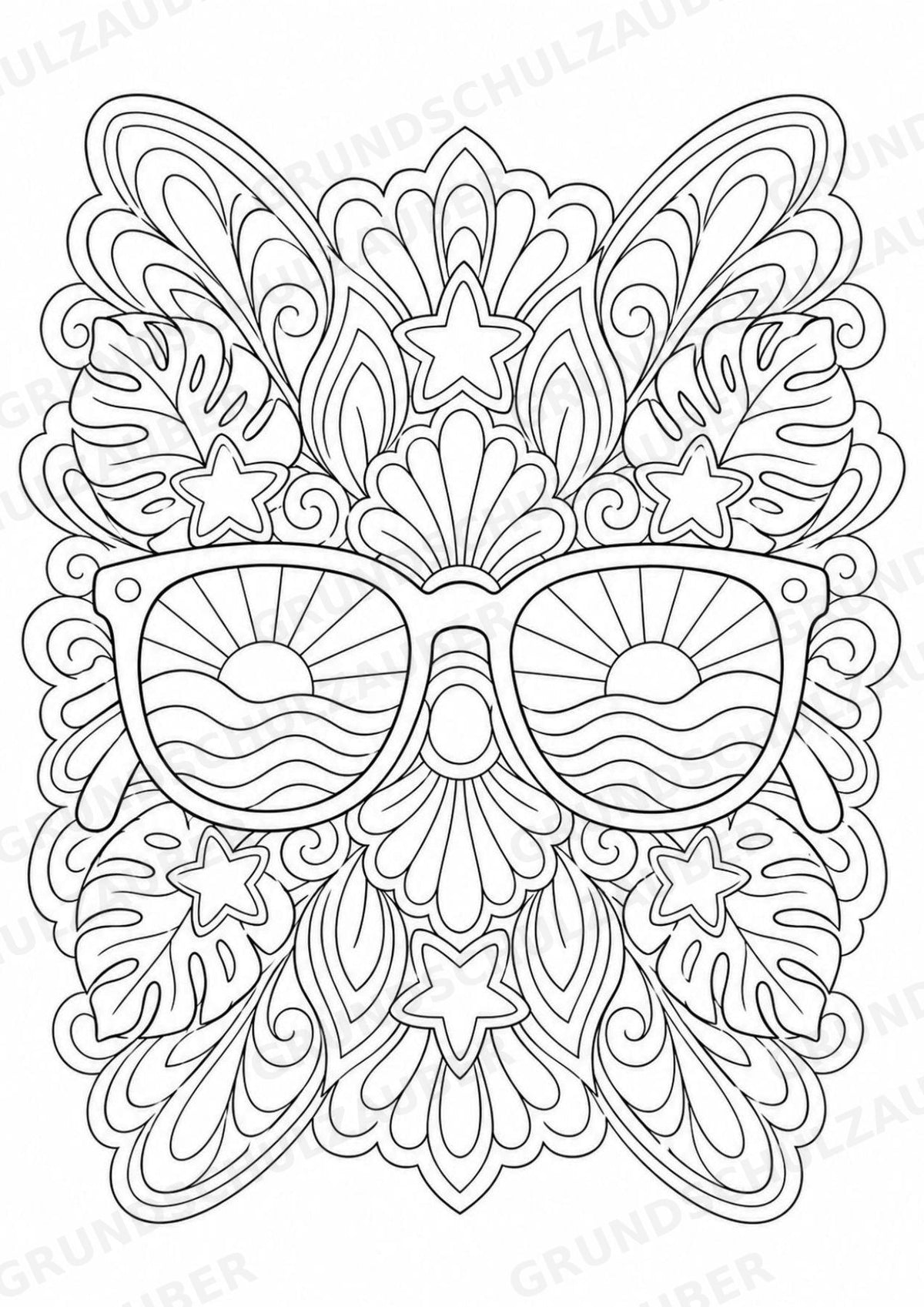 Sommer Mandalas Ausmalbilder – Wetter und Jahreszeiten – 15 Malvorlagen – Materialseite 12