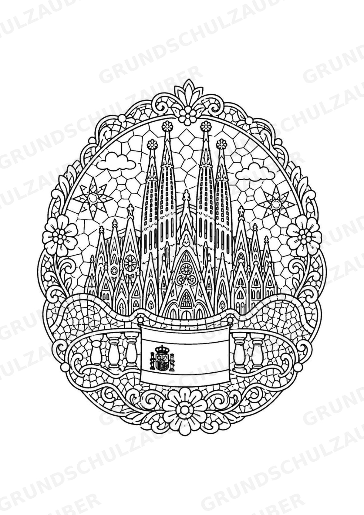 Spanien Mandalas Ausmalbilder – Länder und Kulturen – 15 Malvorlagen – Materialseite 2