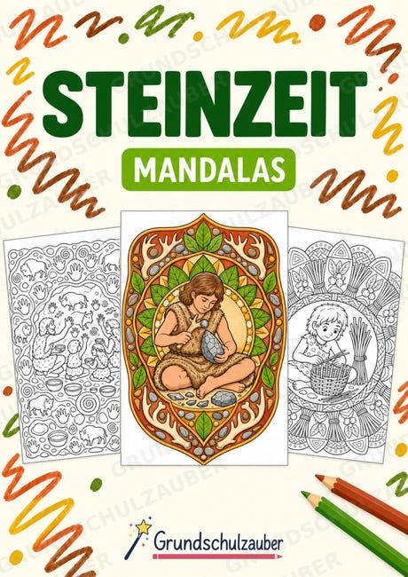 Steinzeit Mandalas Ausmalbilder – Geschichte und Kulturen – 15 Malvorlagen – Cover