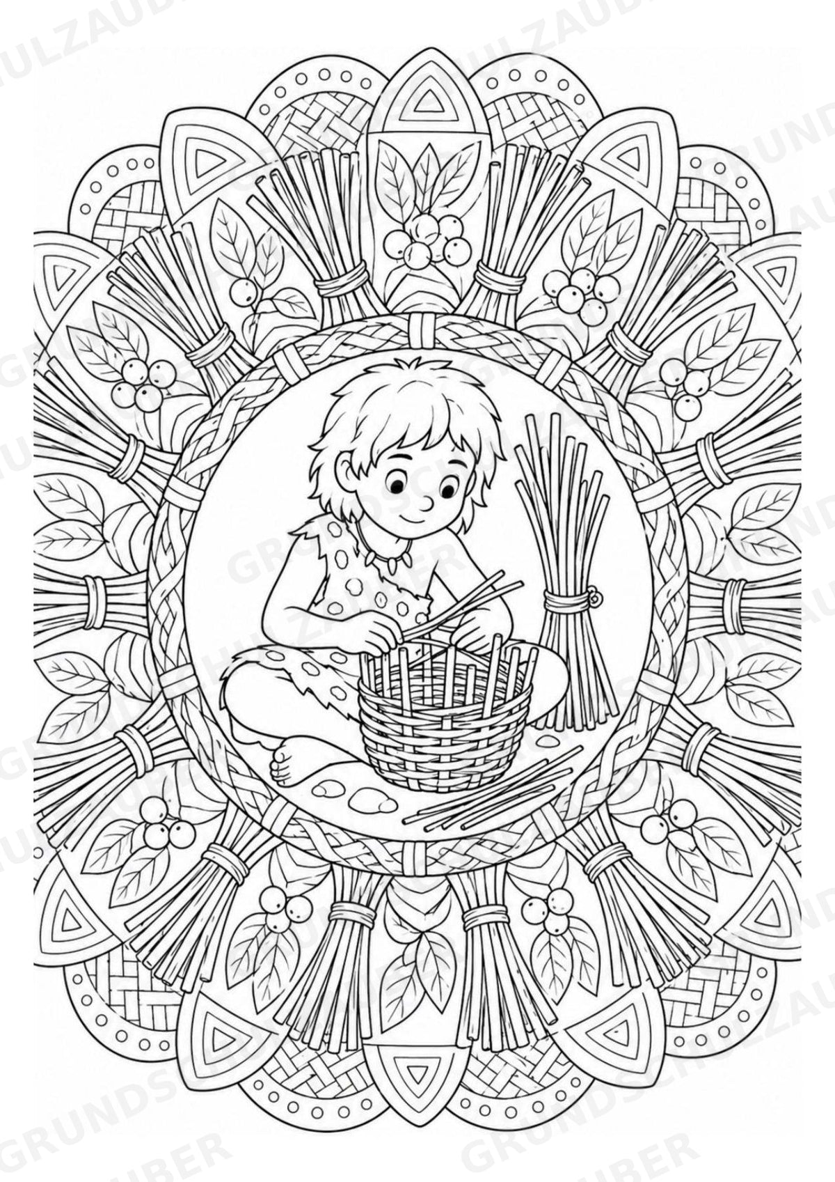Steinzeit Mandalas Ausmalbilder – Geschichte und Kulturen – 15 Malvorlagen – Materialseite 5