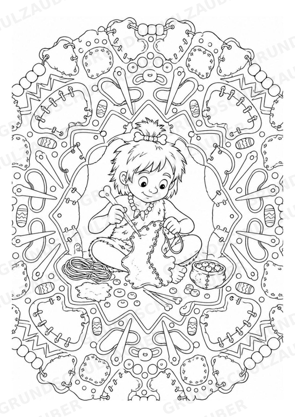 Steinzeit Mandalas Ausmalbilder – Geschichte und Kulturen – 15 Malvorlagen – Materialseite 9