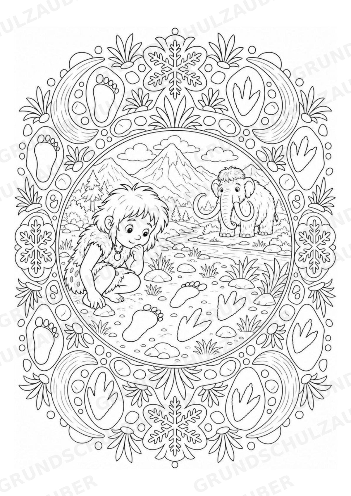 Steinzeit Mandalas Ausmalbilder – Geschichte und Kulturen – 15 Malvorlagen – Materialseite 11