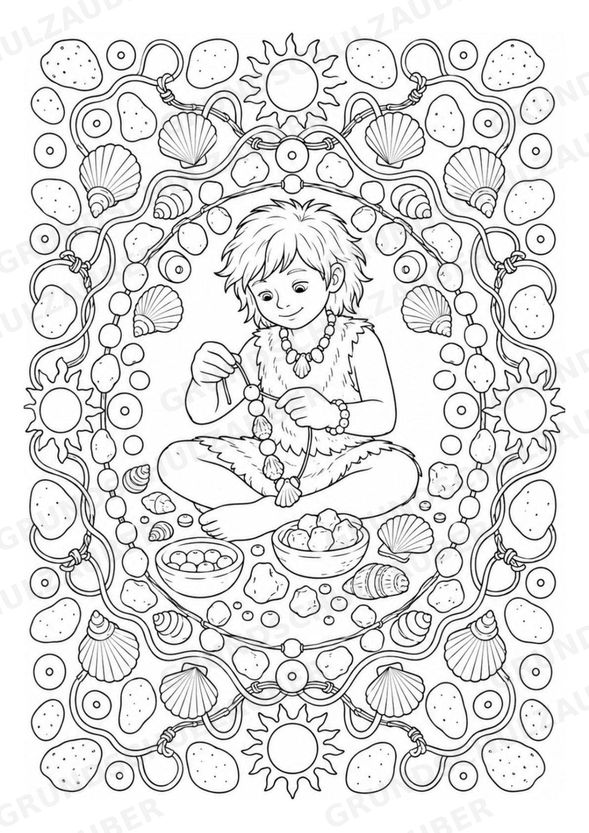 Steinzeit Mandalas Ausmalbilder – Geschichte und Kulturen – 15 Malvorlagen – Materialseite 14