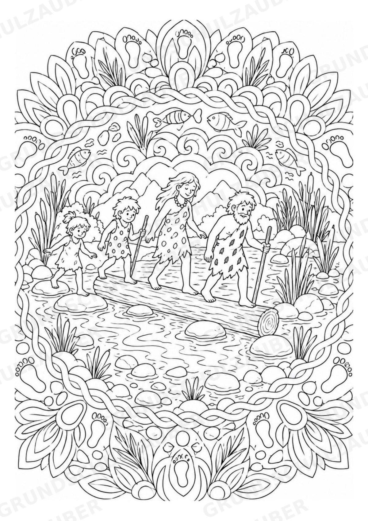 Steinzeit Mandalas Ausmalbilder – Geschichte und Kulturen – 15 Malvorlagen – Materialseite 15