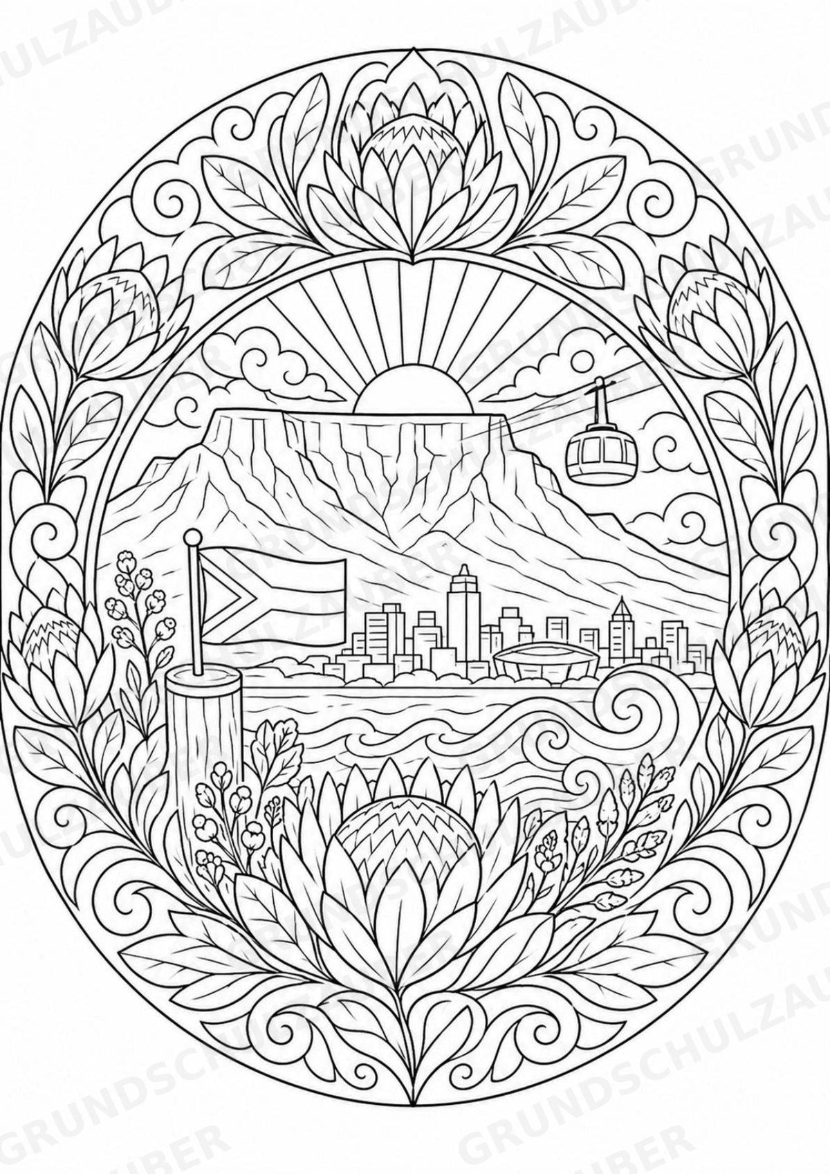Südafrika Mandalas Ausmalbilder – Länder und Kulturen – 15 Malvorlagen – Materialseite 3