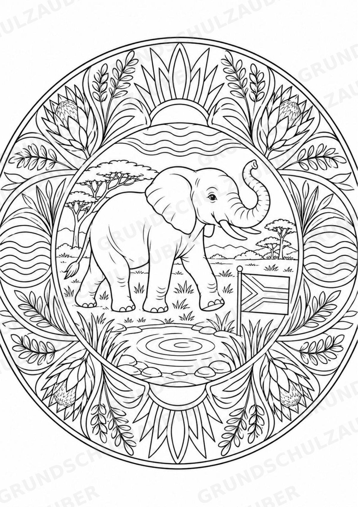 Südafrika Mandalas Ausmalbilder – Länder und Kulturen – 15 Malvorlagen – Materialseite 7