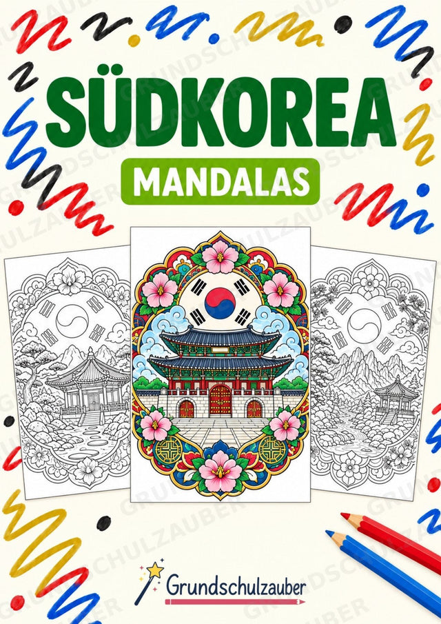 Südkorea Mandalas Ausmalbilder – Länder und Kulturen – 15 Malvorlagen – Cover