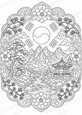 Südkorea Mandalas Ausmalbilder – Länder und Kulturen – 15 Malvorlagen – Materialseite 5
