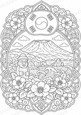 Südkorea Mandalas Ausmalbilder – Länder und Kulturen – 15 Malvorlagen – Materialseite 7