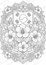 Südkorea Mandalas Ausmalbilder – Länder und Kulturen – 15 Malvorlagen – Materialseite 8