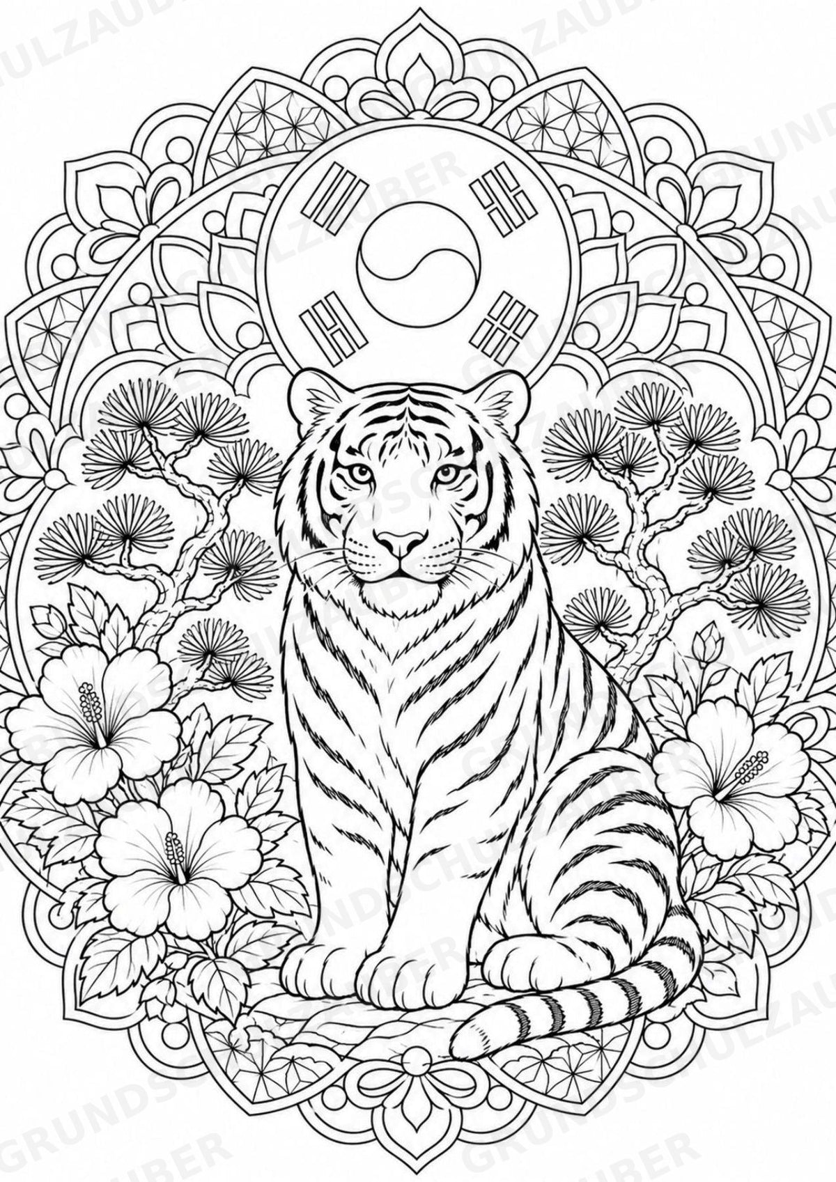 Südkorea Mandalas Ausmalbilder – Länder und Kulturen – 15 Malvorlagen – Materialseite 9