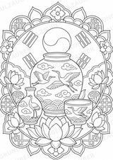 Südkorea Mandalas Ausmalbilder – Länder und Kulturen – 15 Malvorlagen – Materialseite 10
