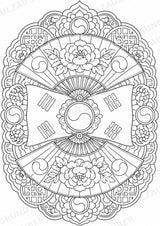 Südkorea Mandalas Ausmalbilder – Länder und Kulturen – 15 Malvorlagen – Materialseite 13