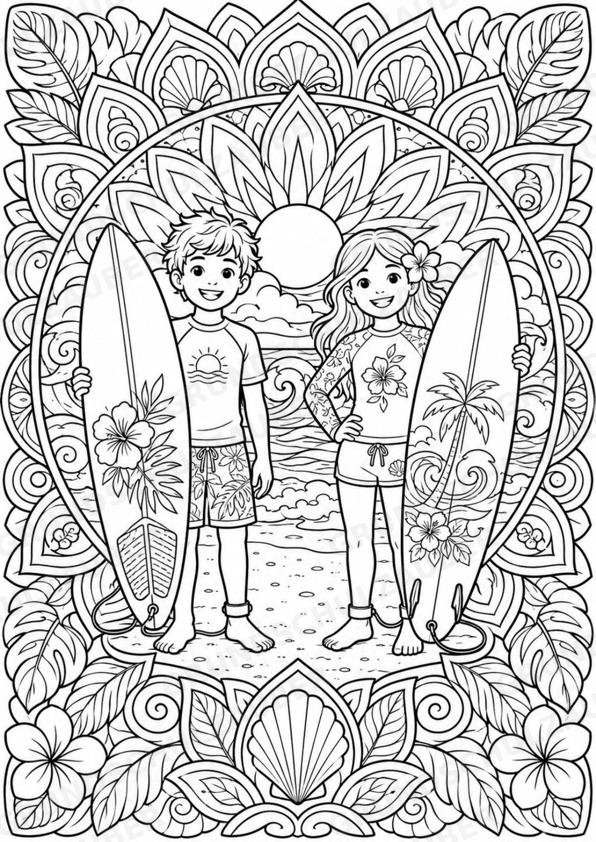 Surfen Mandalas Ausmalbilder – Sport – 15 Malvorlagen – Materialseite 8