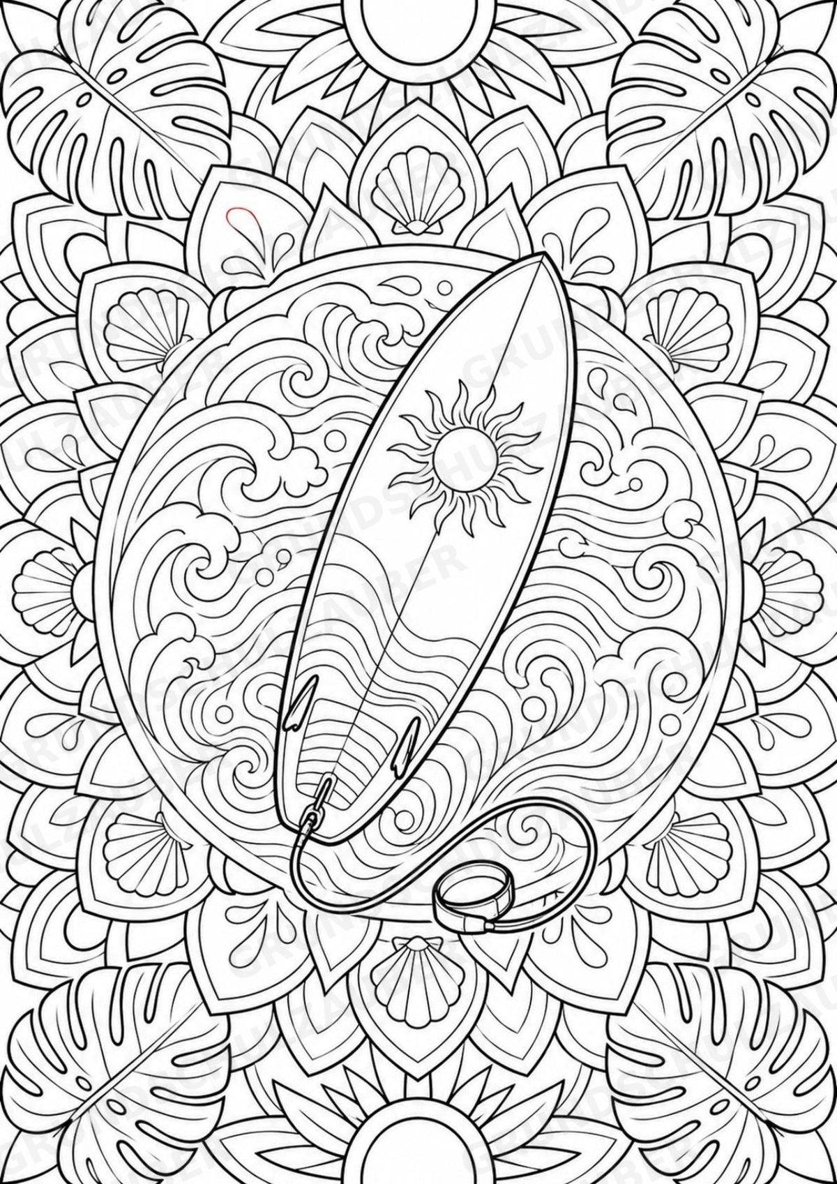 Surfen Mandalas Ausmalbilder – Sport – 15 Malvorlagen – Materialseite 11