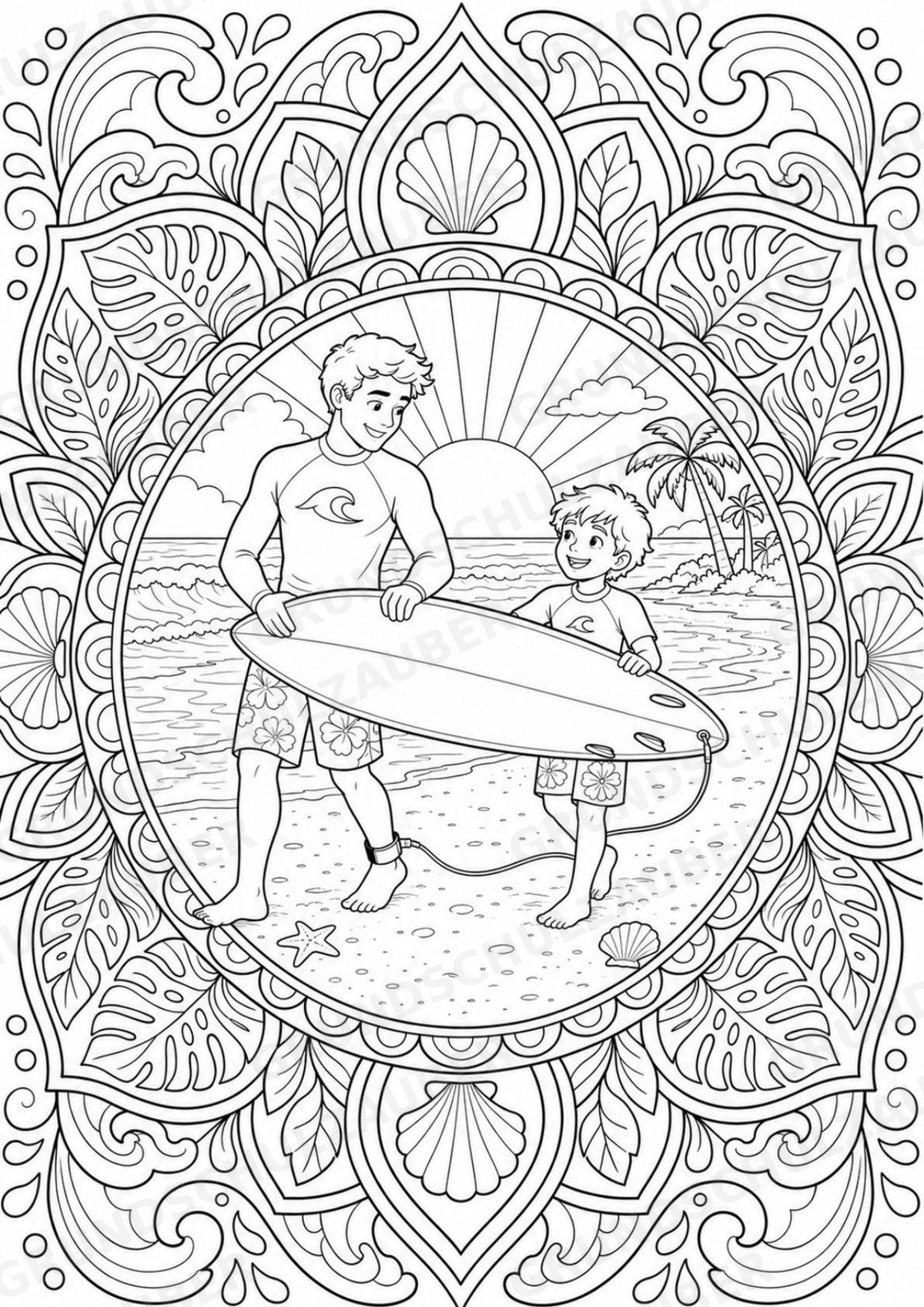 Surfen Mandalas Ausmalbilder – Sport – 15 Malvorlagen – Materialseite 13