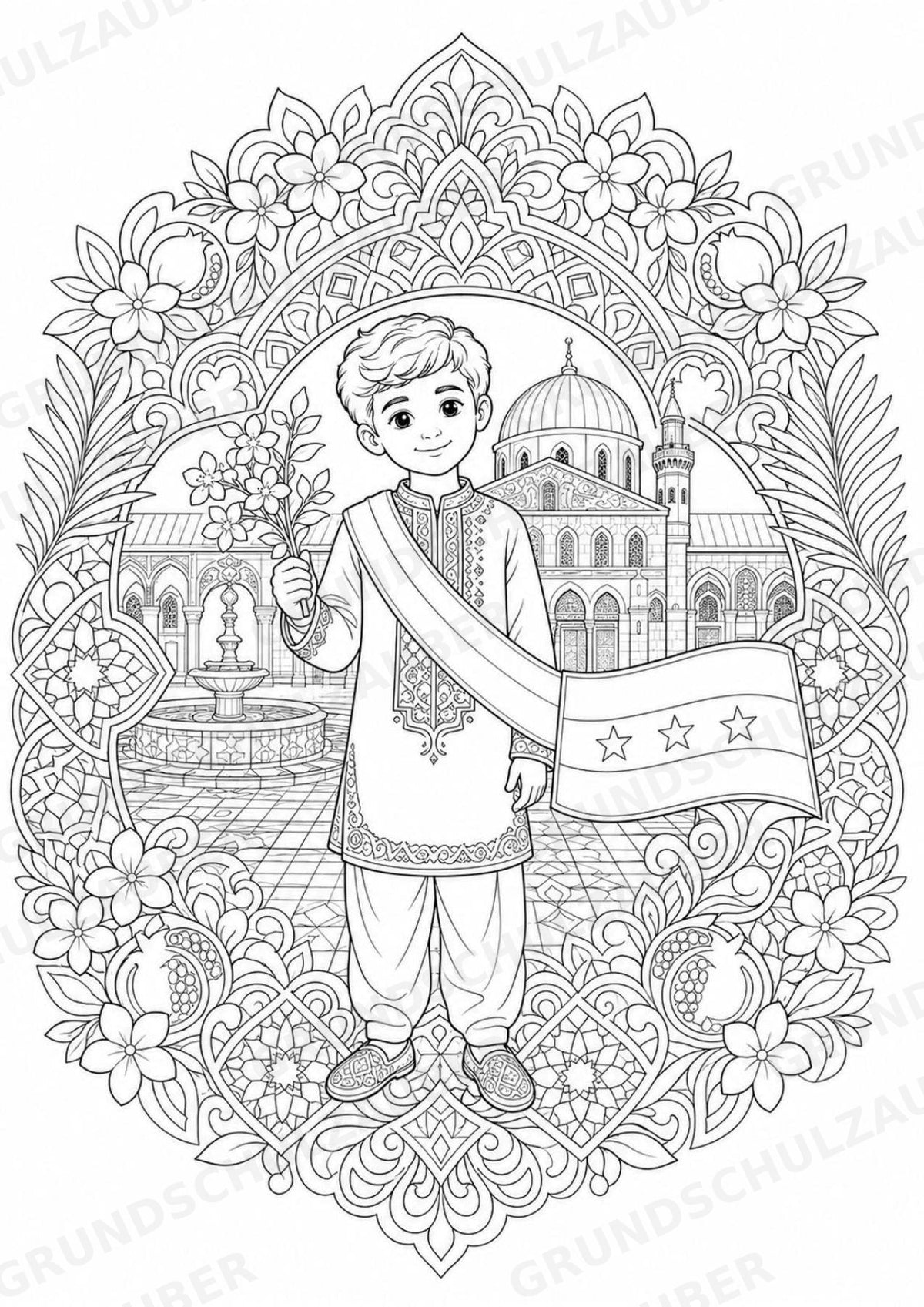 Syrien Mandalas Ausmalbilder – Länder und Kulturen – 15 Malvorlagen – Materialseite 2