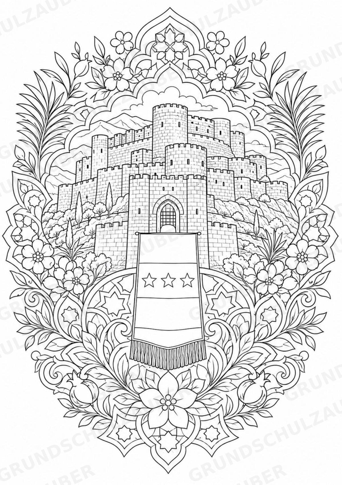 Syrien Mandalas Ausmalbilder – Länder und Kulturen – 15 Malvorlagen – Materialseite 6