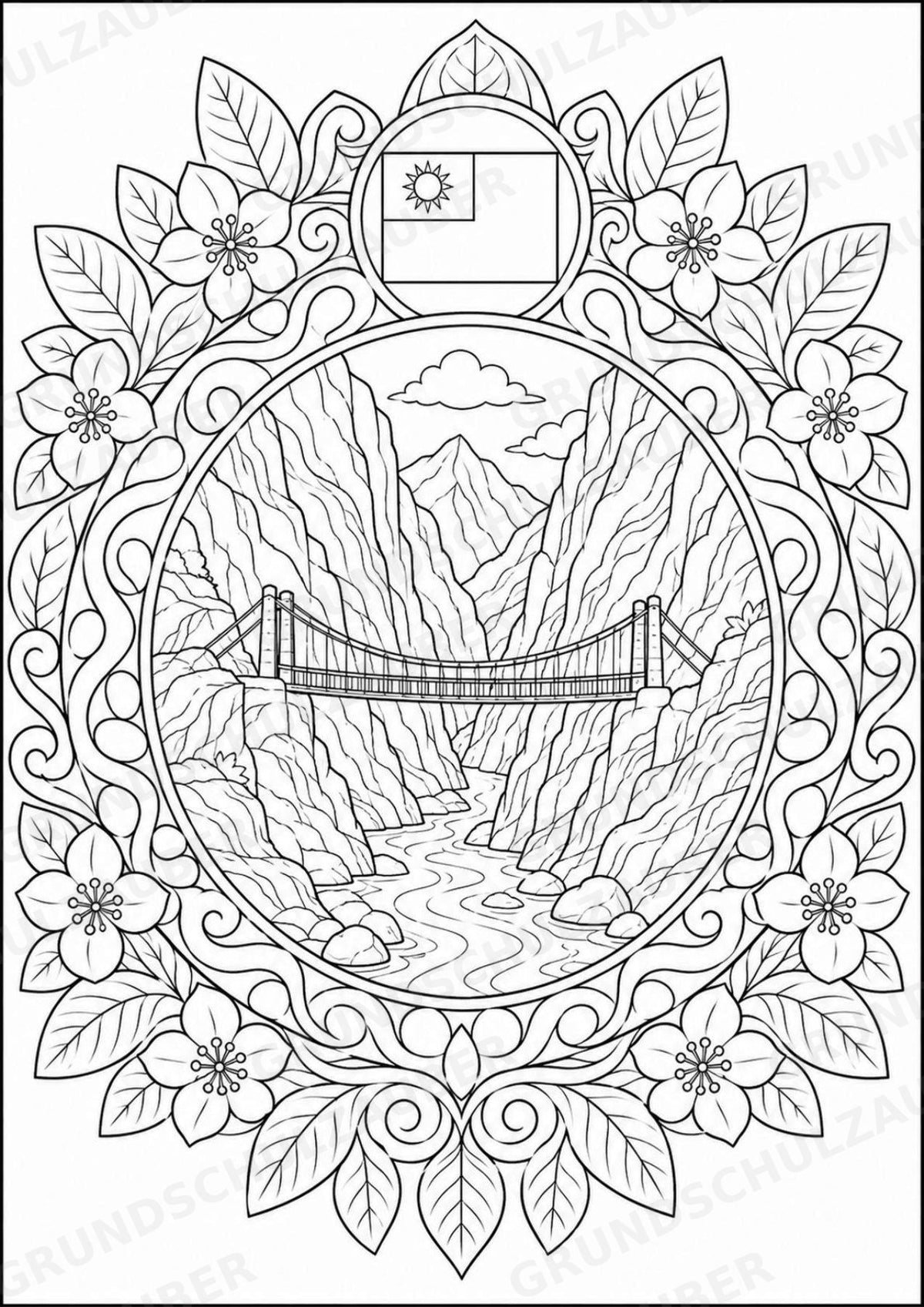 Taiwan Mandalas Ausmalbilder – Länder und Kulturen – 15 Malvorlagen – Materialseite 4