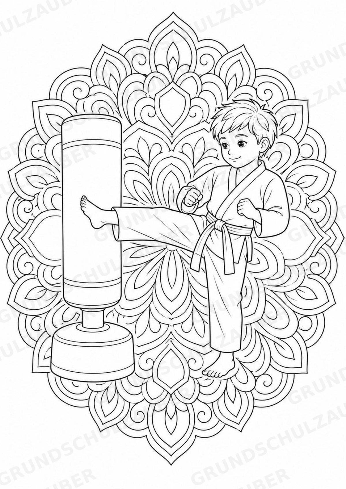 Taekwondo Mandalas Ausmalbilder – Sport – 15 Malvorlagen – Materialseite 2