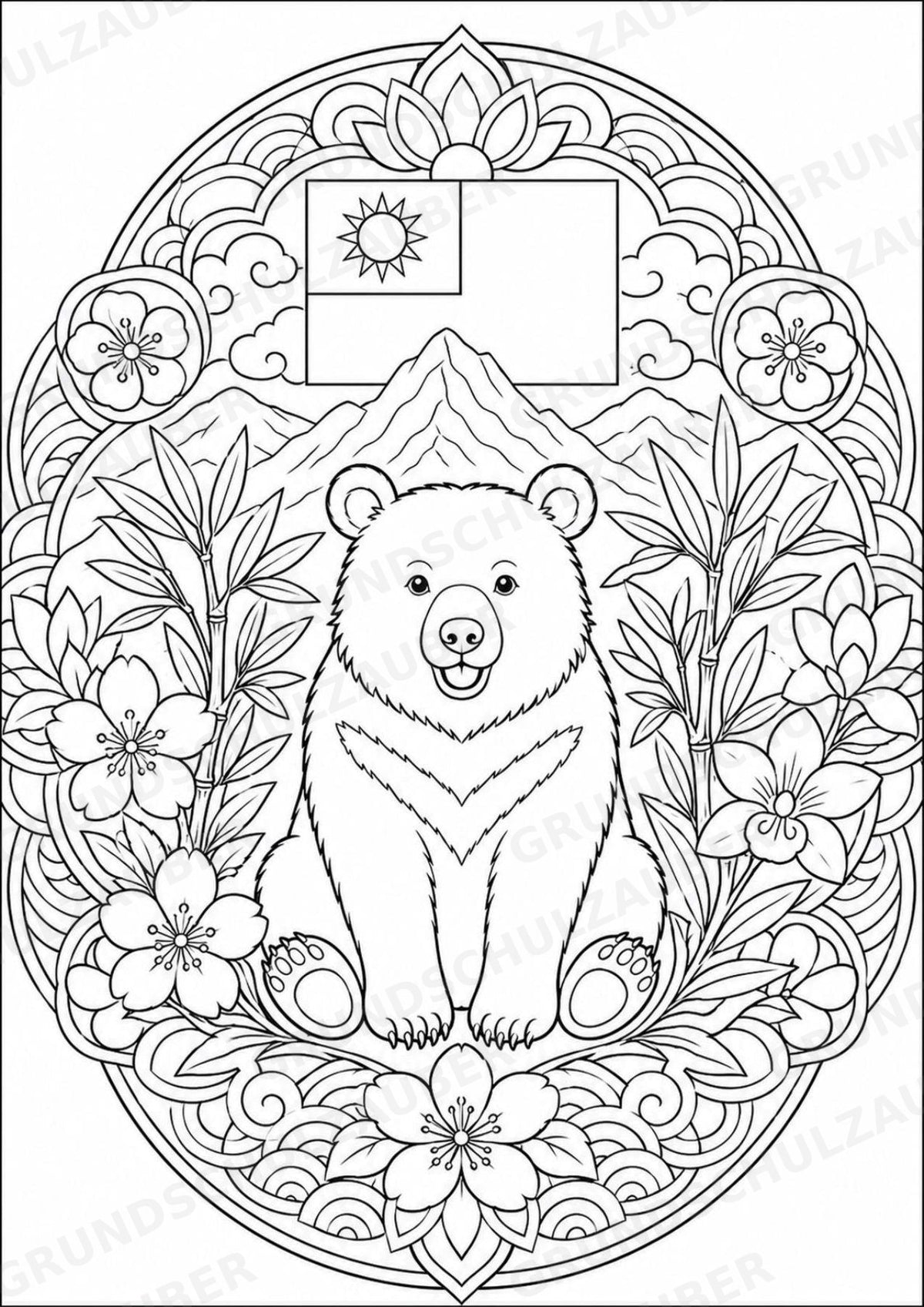 Taiwan Mandalas Ausmalbilder – Länder und Kulturen – 15 Malvorlagen – Materialseite 6