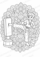 Taekwondo Mandalas Ausmalbilder – Sport – 15 Malvorlagen – Materialseite 3