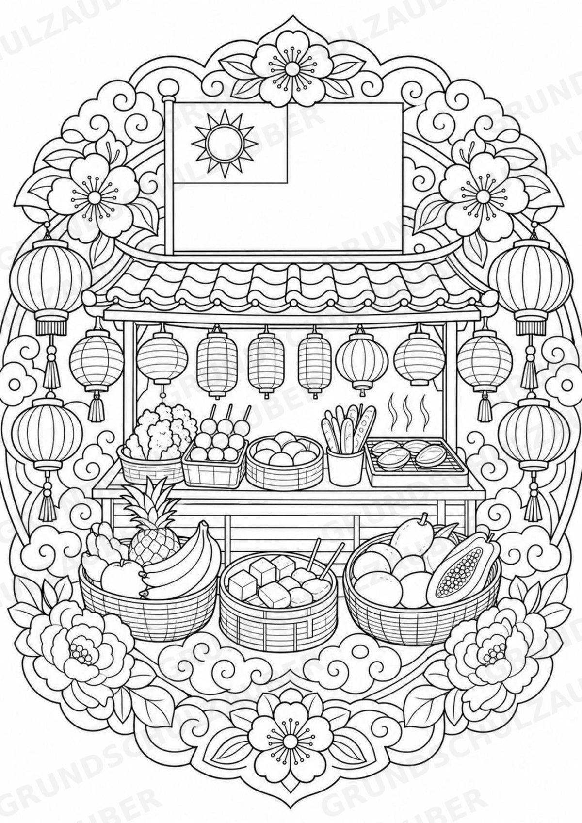 Taiwan Mandalas Ausmalbilder – Länder und Kulturen – 15 Malvorlagen – Materialseite 7