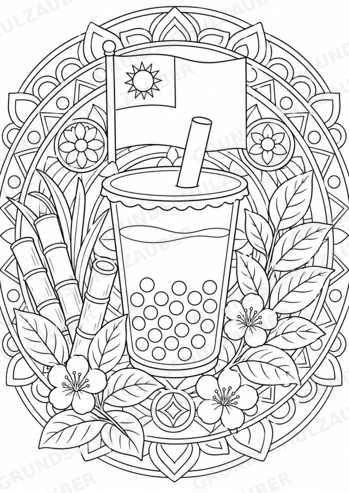 Taiwan Mandalas Ausmalbilder – Länder und Kulturen – 15 Malvorlagen – Materialseite 8